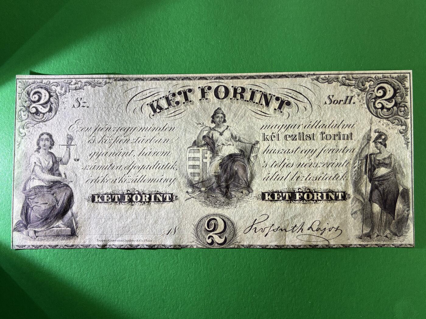 咖啡豆•收藏 2026年Mar_13th世界各国纸币拍卖 匈牙利 19世纪 2福林 全新UNC 外国纸币