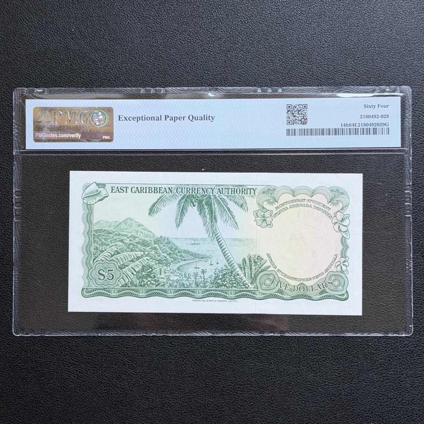 ＜星葵🌻钱币社＞非全新纸币场第70期·3月1日发货 PMG64 东加勒比1965年戎装女王5元纸币