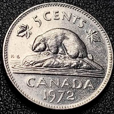泉币菌-第197场- 新年快乐 新年第5场 本场拍品多 请提前出价 - 1972年 加拿大5分镍币 21mm 伊丽莎白二世