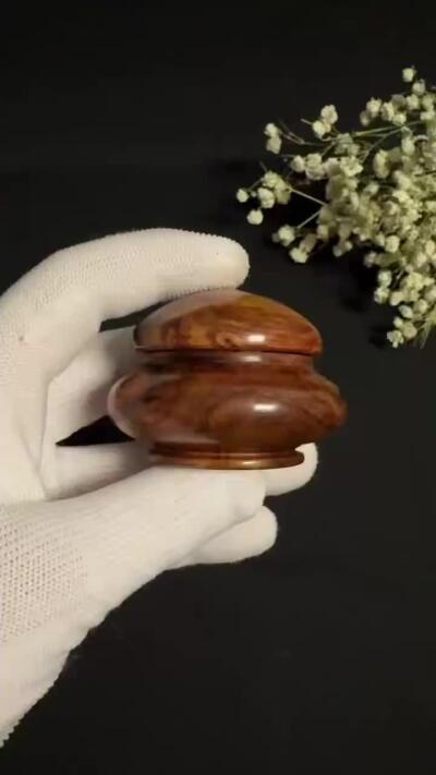 零元拍：海南黄花梨 手把件 品香罐，尺寸约：4×5.8CM 