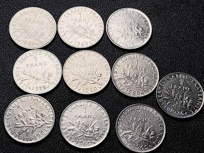 泉币菌-第197场- 新年快乐 新年第5场 本场拍品多 请提前出价 - 法国币 十枚一组