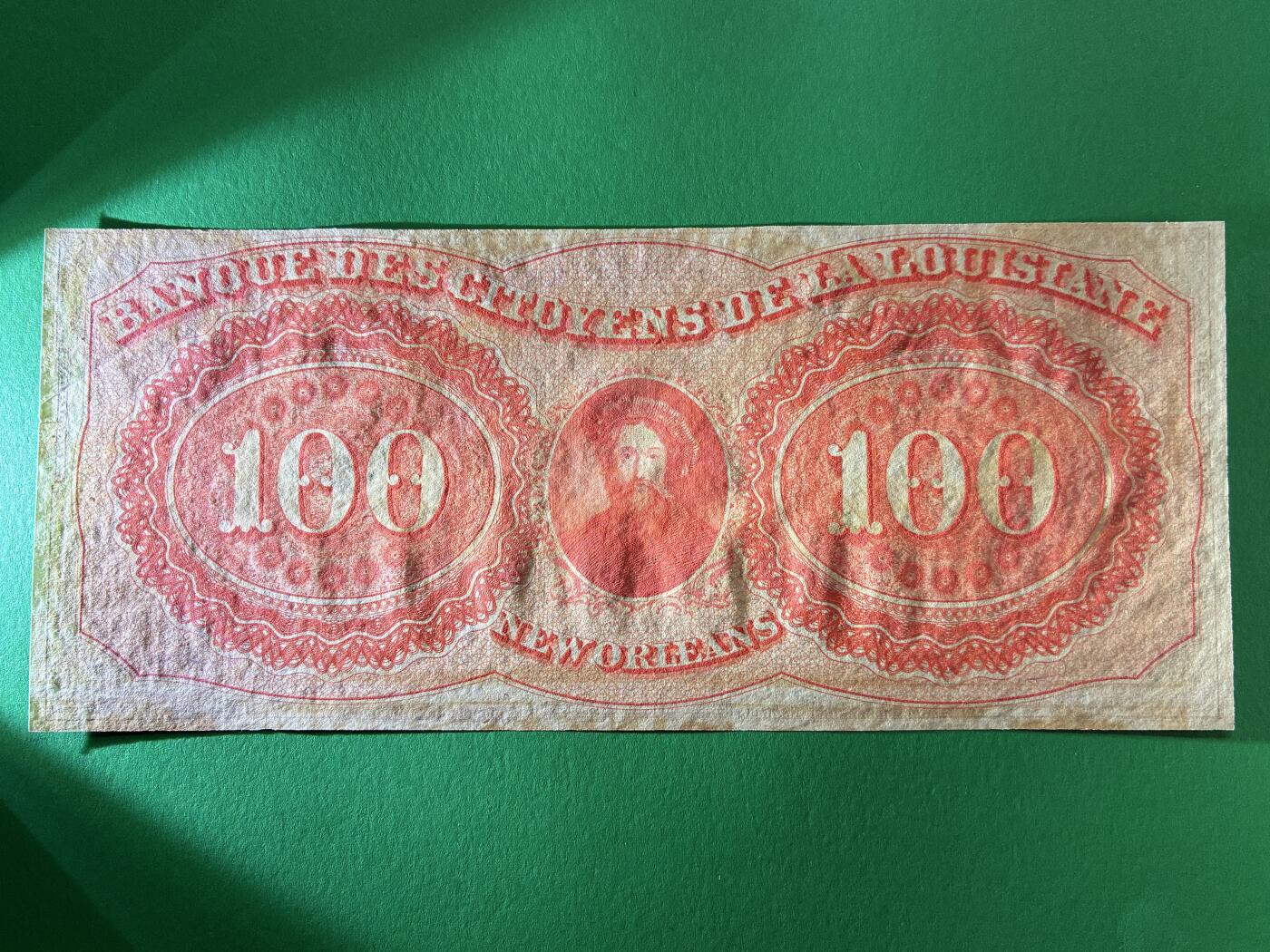 咖啡豆•收藏 2026年Mar_13th世界各国纸币拍卖 美国 19世纪 路易斯安那公民银行 100美元 全新UNC 外国纸币