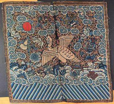 海外回流春节专场（三） - 法国回流清代纳沙四品文官补子（30cmX29cm）