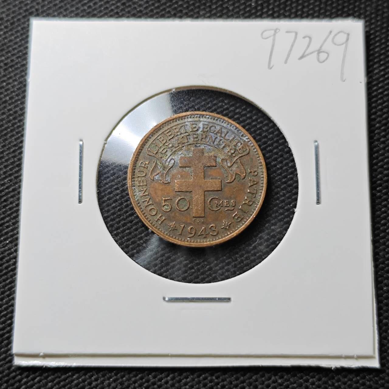 KK钱币收藏小铺  第397期 百期特怕（四拍之一） 2月预留时间 周末发货  1943法属喀麦隆50分小公鸡铜币