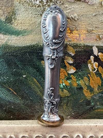 海外回流春节专场（三） - 法国回流银质火漆印章（未刻，高6.3cm，9.5g，无款）