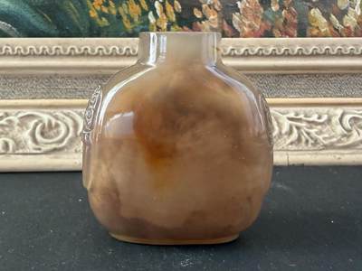 海外回流春节专场（四） - 精品-法国回流清代玛瑙铺首鼻烟壶（温润，器型大，高6.2cn，品相好）