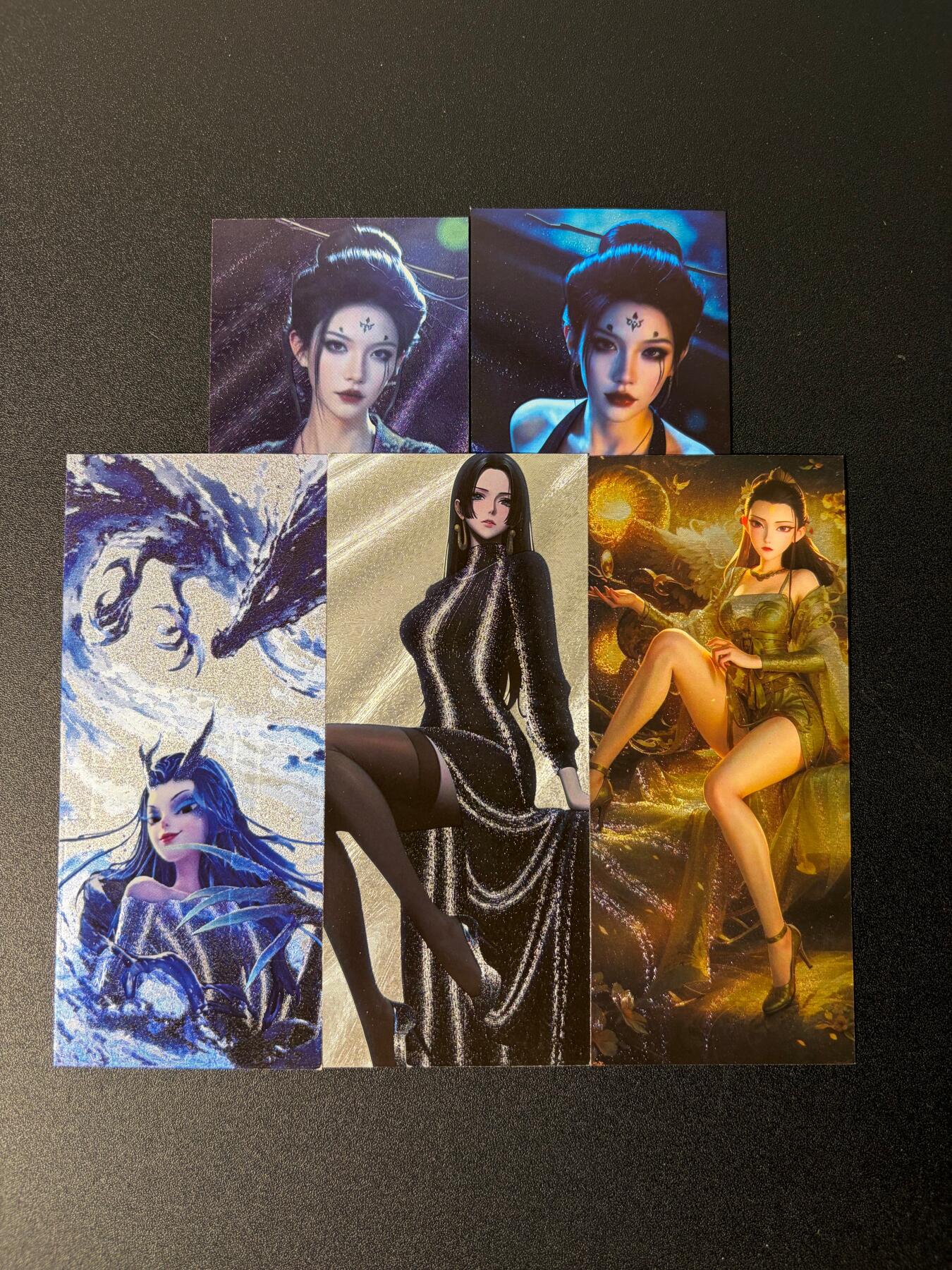 NO.25.5 好又多妹卡大赏，新店点关注不迷路！每周一站式配齐，方便凑单！（周6晚9点截拍，卖家送拍0抽成！） 鼎好卡牌 大雷四妹等异形长条粗闪卡4张+赠送1张瑕疵卡