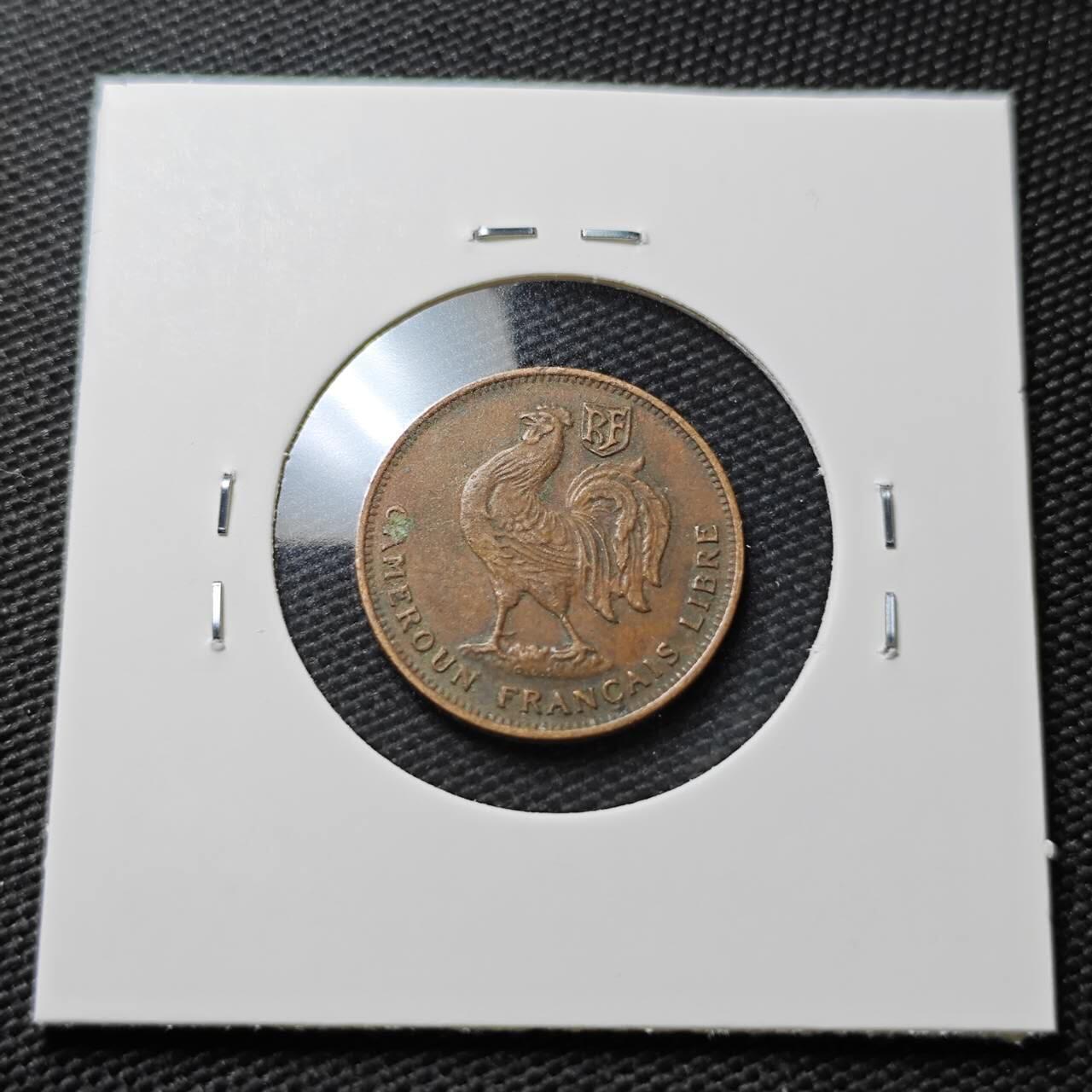 KK钱币收藏小铺  第397期 百期特怕（四拍之一） 2月预留时间 周末发货  1943法属喀麦隆50分小公鸡铜币