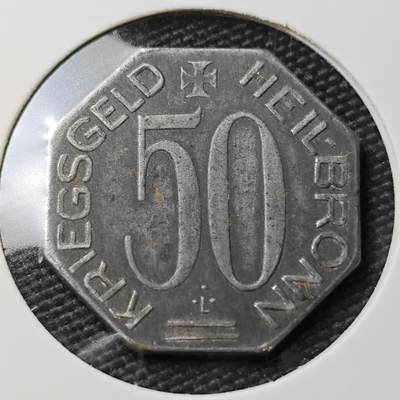 KK钱币收藏小铺  第397期 百期特怕（四拍之一） 2月预留时间 周末发货 -  1918 德紧海尔布伦 50芬尼铁币