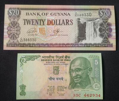 【游宝拍卖】丙午马年第5期 - 圭亚那 印度 UNC/UNC-