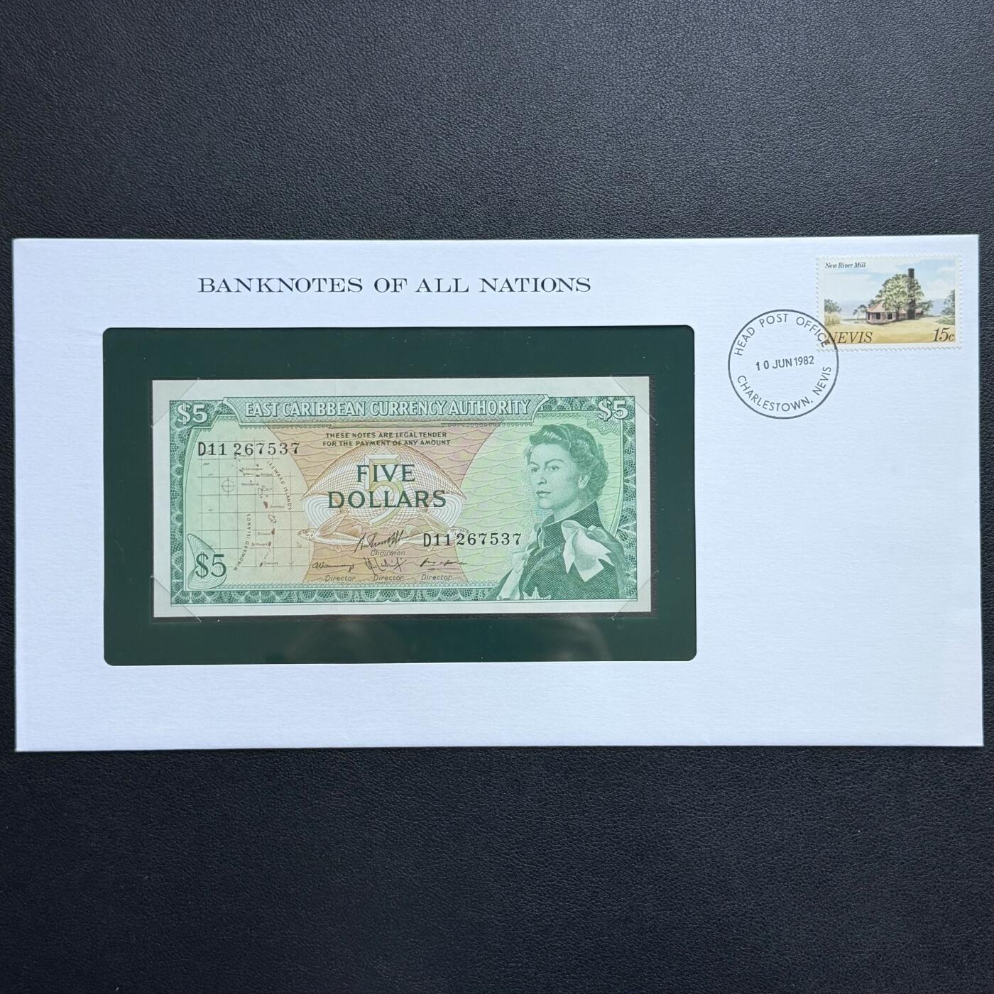 ＜星葵🌻钱币社＞非全新纸币场第70期·3月1日发货 〈邮币封〉东加勒比1965年戎装女王5元纸币
