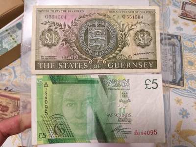 春节钱币瓷器清货捡漏拍场 - 根西早期和直布罗陀两张 品相如图 少见