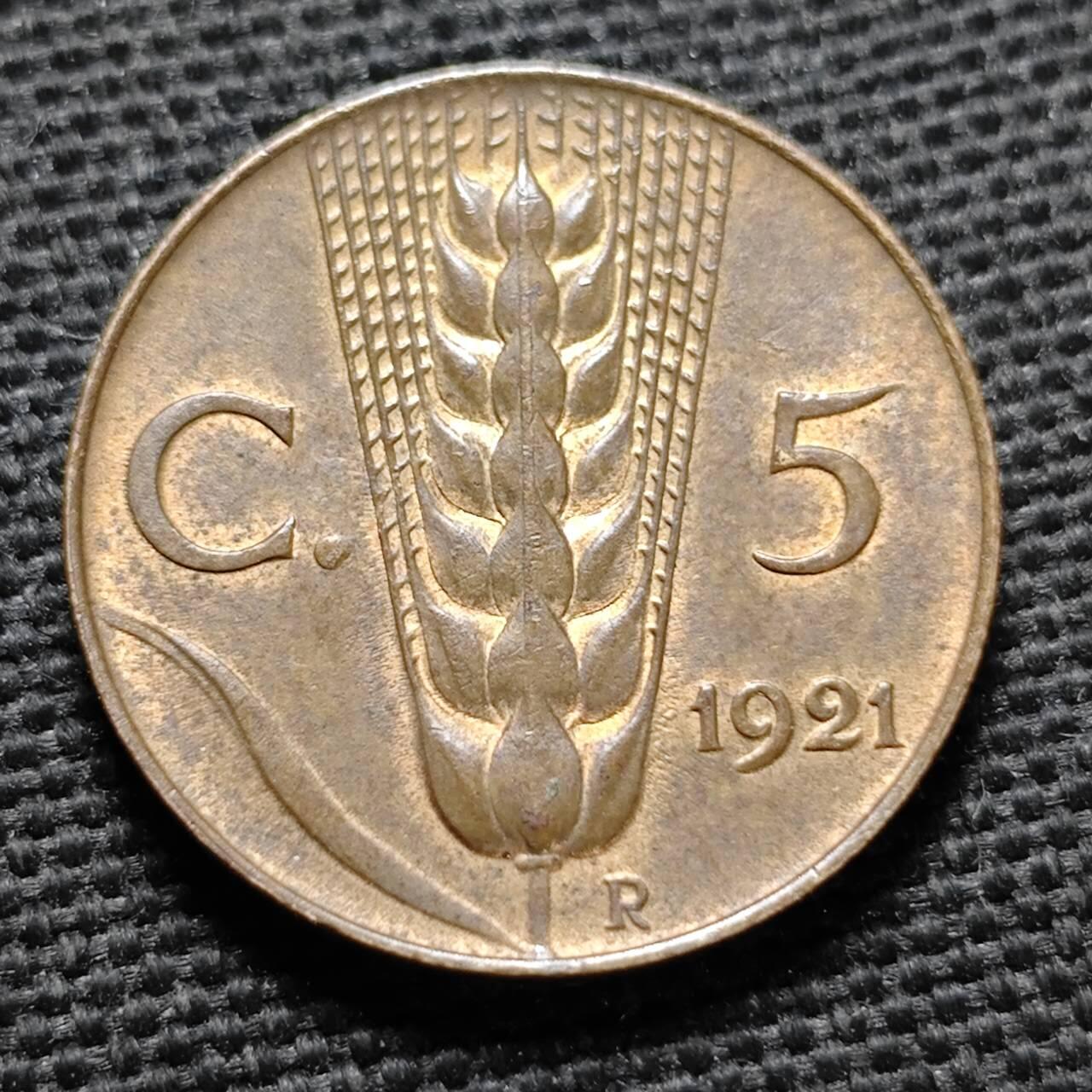 KK钱币收藏小铺  第397期 百期特怕（四拍之一） 2月预留时间 周末发货  1921意大利5分铜币 MS品可评级