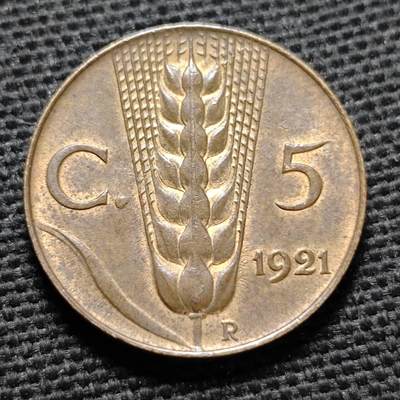 KK钱币收藏小铺  第397期 百期特怕（四拍之一） 2月预留时间 周末发货 -  1921意大利5分铜币 MS品可评级