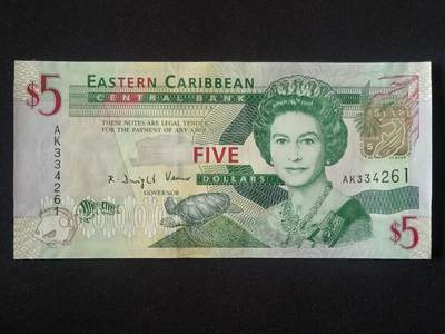 【游宝拍卖】丙午马年第5期 - 东加勒比-5元【2008年 全新UNC】