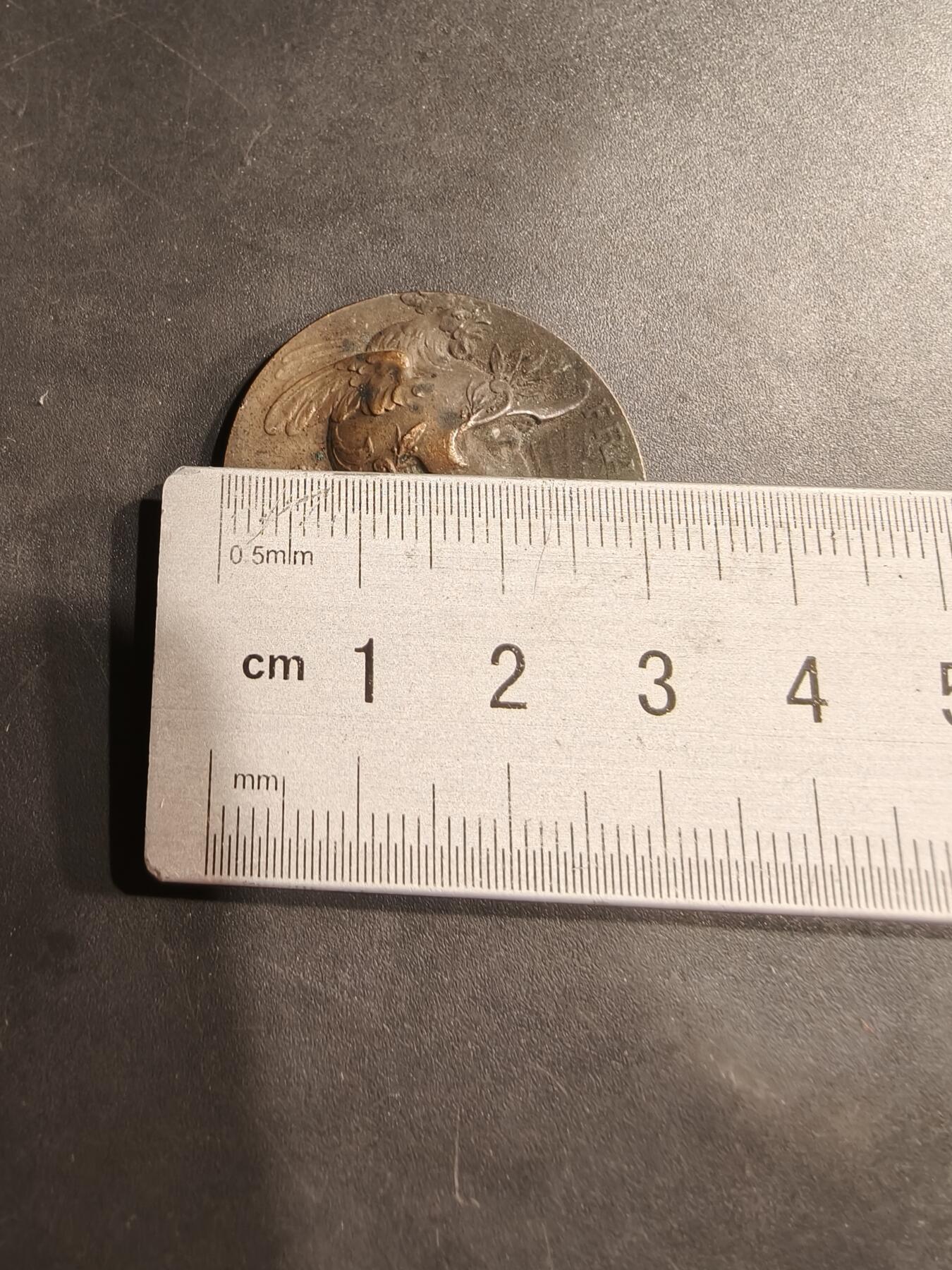 老王徽章第184期 法国1901年圣米耶尔地区射击竞赛大铜章    公鸡头玛丽安娜     直径30mm    重量13.4g