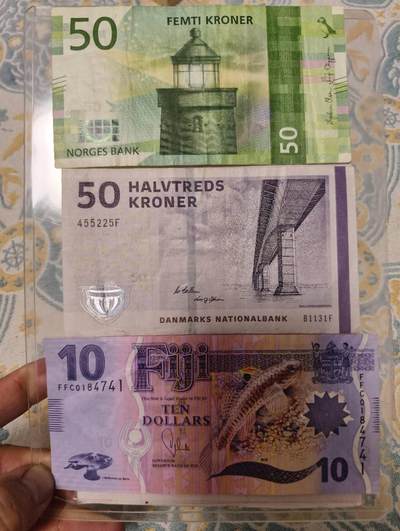 春节钱币瓷器清货捡漏拍场 - 挪威 瑞典 斐济三张如图