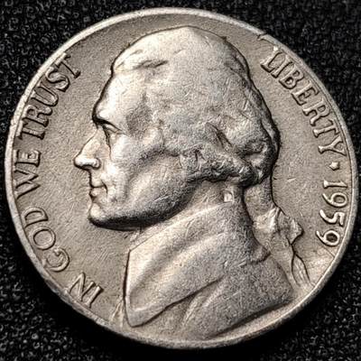 泉币菌-第197场- 新年快乐 新年第5场 本场拍品多 请提前出价 - 美国1959年5美分纪念币 杰斐逊 及 故居蒙蒂塞洛庄园 21mm 