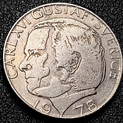 泉币菌-第197场- 新年快乐 新年第5场 本场拍品多 请提前出价 - 瑞典1978年1克朗铜镍币，卡尔十六世 古斯塔夫，25mm