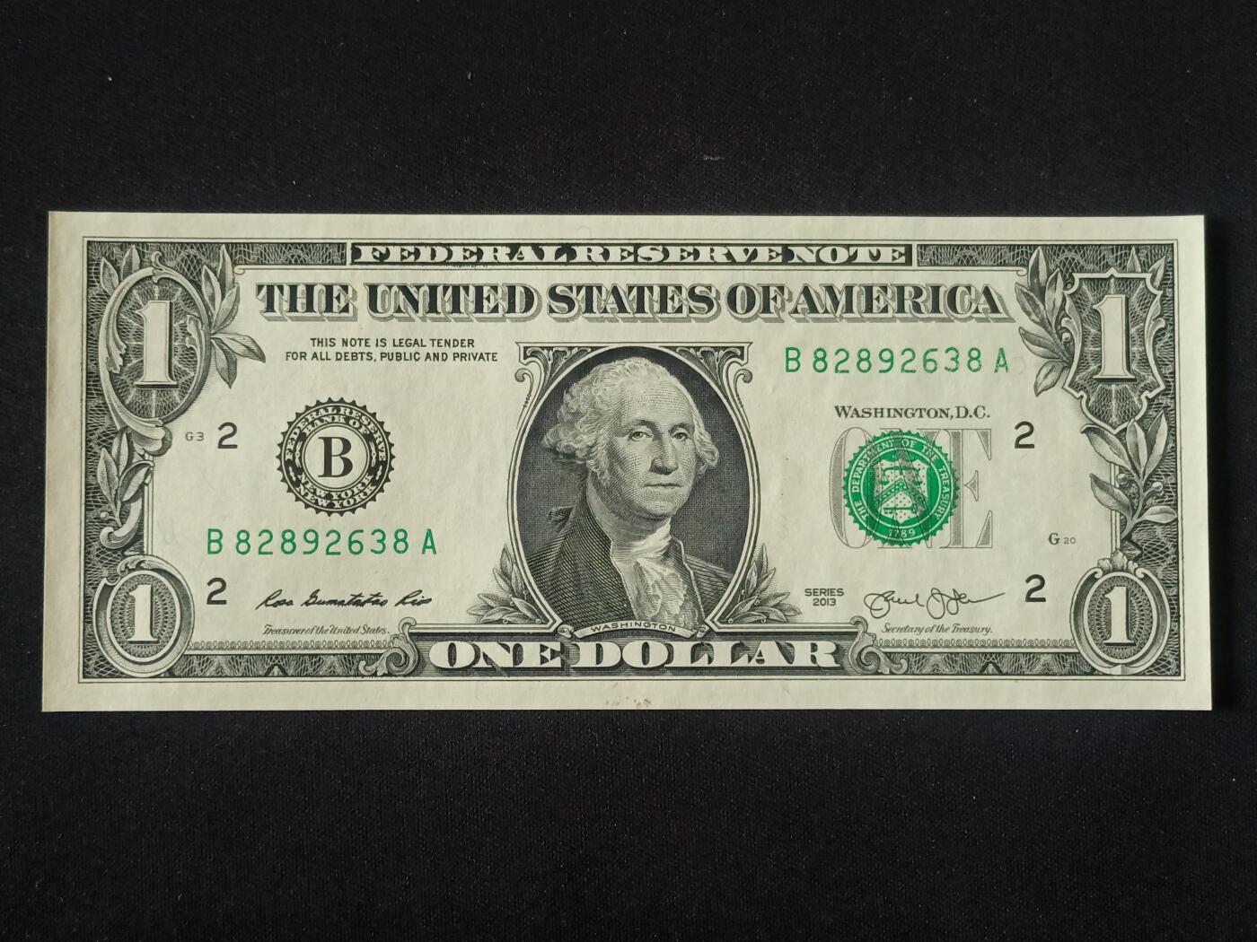 【游宝拍卖】丙午马年第5期 美国-1美元【SERIES-2013 B-纽约 全新UNC-】