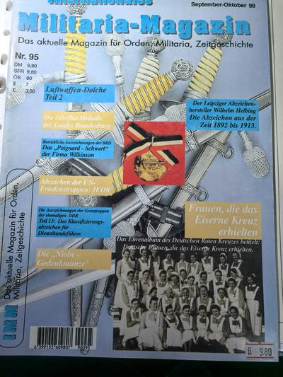 号角文化祝福各位藏友春节大吉马年入好藏 盛世勋华——号角文化勋章邮票专场拍卖第306期    - 德国出版 Militaria-Magazin杂志 1999年9/10月刊总第95期 58页
