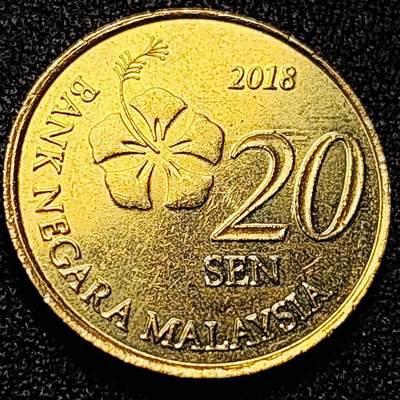 泉币菌-第197场- 新年快乐 新年第5场 本场拍品多 请提前出价 - 马来西亚20仙硬币 铜花