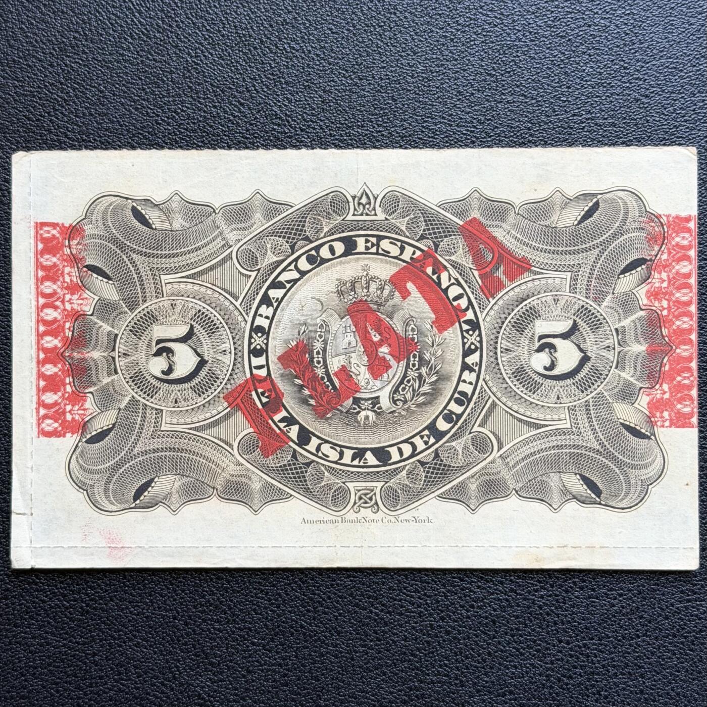 ＜星葵🌻钱币社＞非全新纸币场第70期·3月1日发货 古巴1896年红印加盖5比索纸币