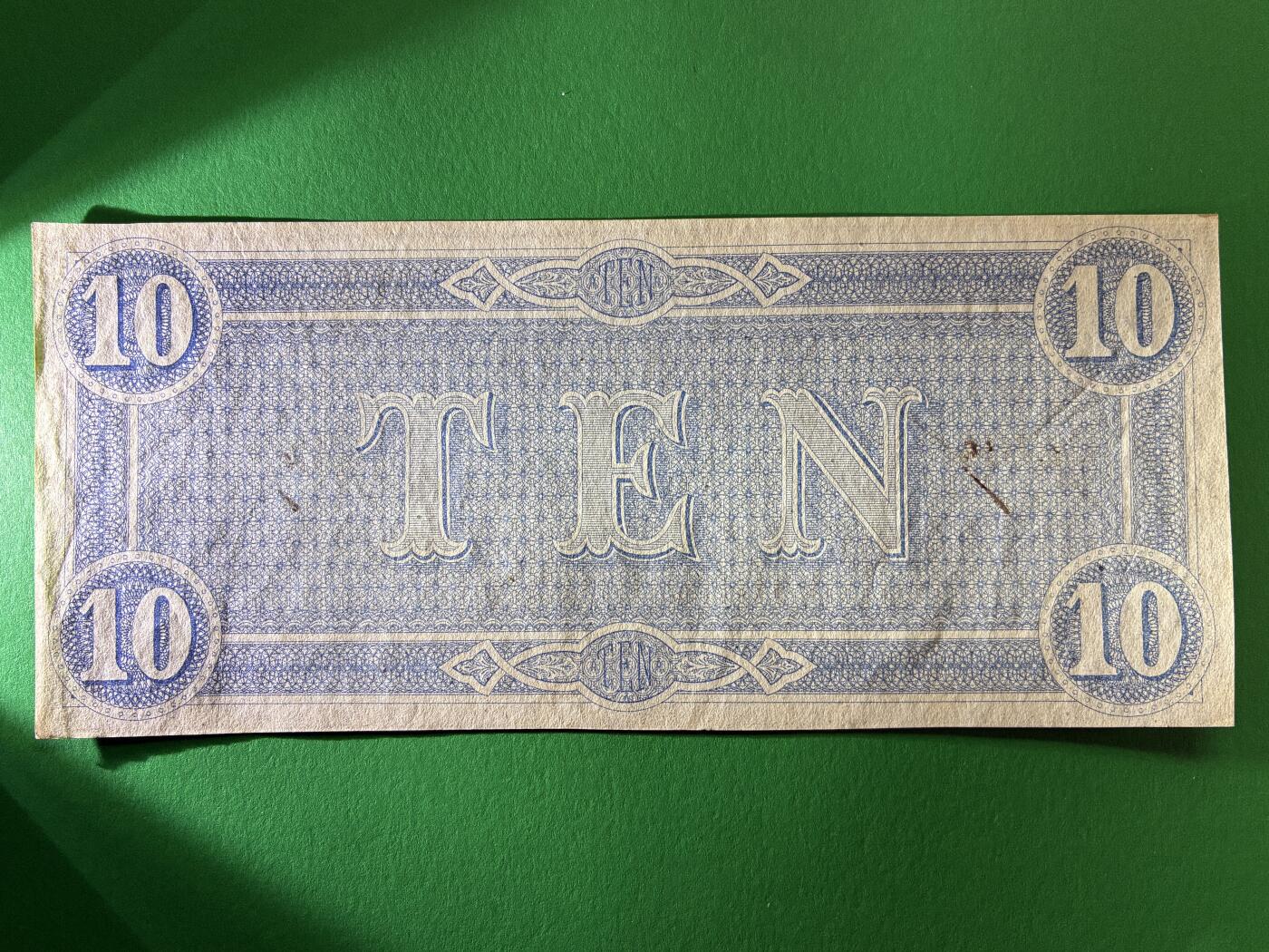 咖啡豆•收藏 2026年Mar_13th世界各国纸币拍卖 美国 1864年 同盟政府 10美元 全新UNC 外国纸币