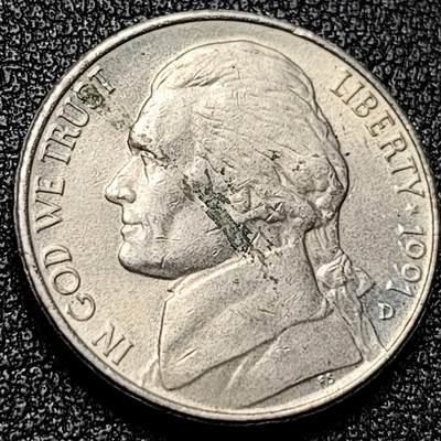 泉币菌-第197场- 新年快乐 新年第5场 本场拍品多 请提前出价 -  美国1991年5美分纪念币 杰斐逊 及 故居蒙蒂塞洛庄园 21mm