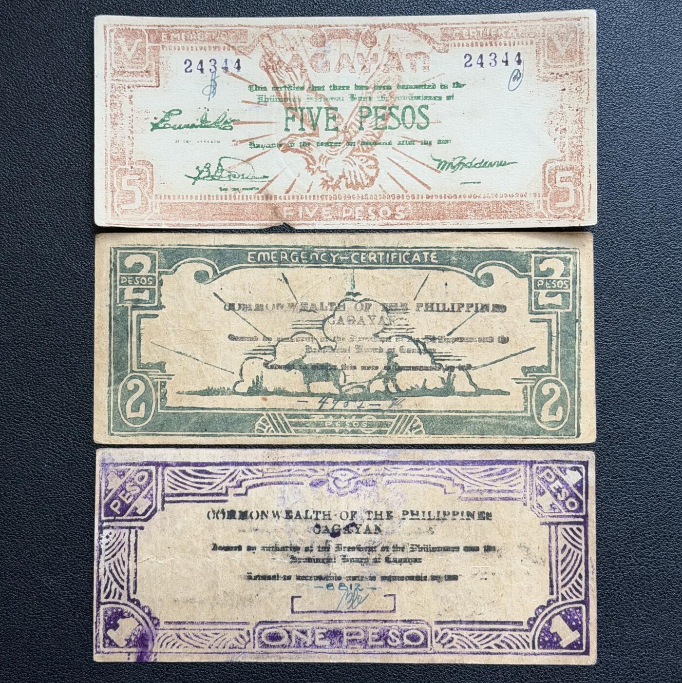 ＜星葵🌻钱币社＞非全新纸币场第70期·3月1日发货 美属菲律宾1942年1、2、5比索二战紧急纸币券