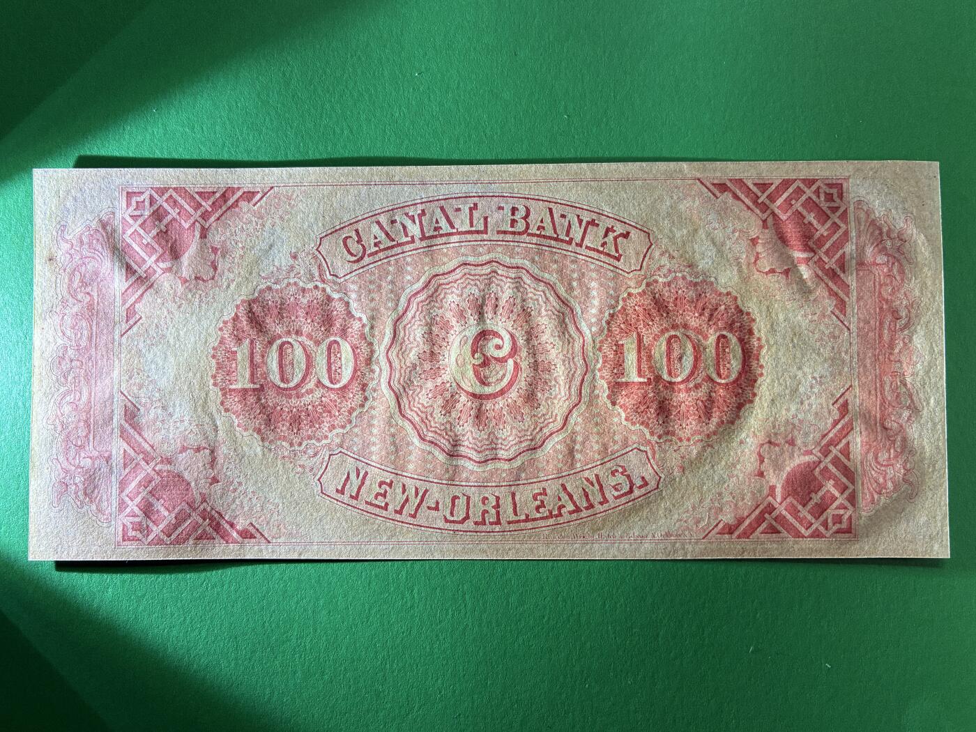 咖啡豆•收藏 2026年Mar_13th世界各国纸币拍卖 美国 19世纪 路易斯安那州立银行 100美元 全新UNC 外国纸币