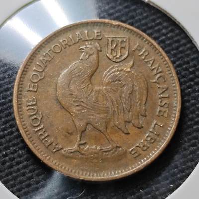 KK钱币收藏小铺  第397期 百期特怕（四拍之一） 2月预留时间 周末发货 -  1943法属赤道非洲50分小公鸡铜币