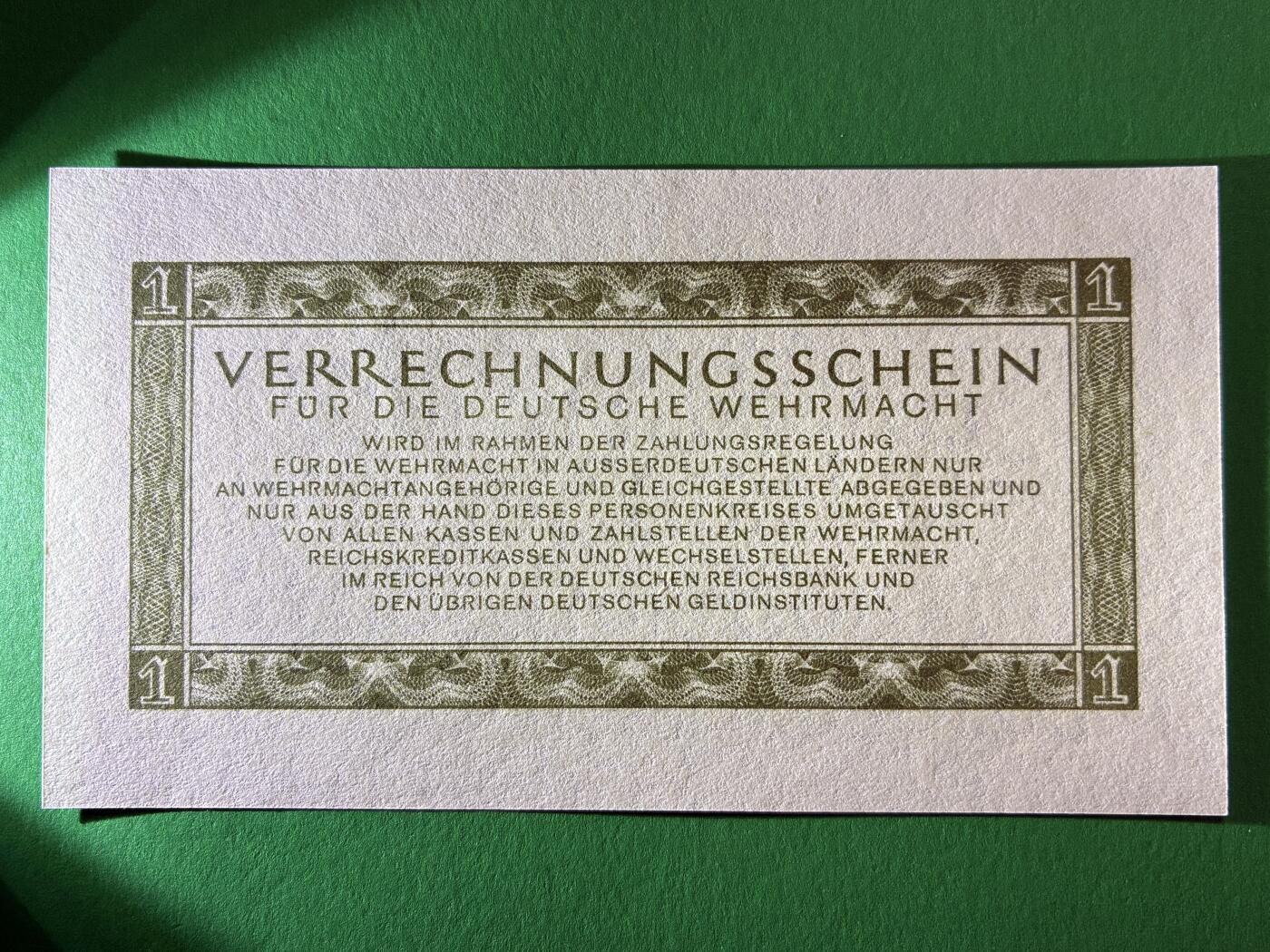咖啡豆•收藏 2026年Mar_13th世界各国纸币拍卖 德国 1944年 二战时期 国防军 1马克 全新UNC 外国纸币