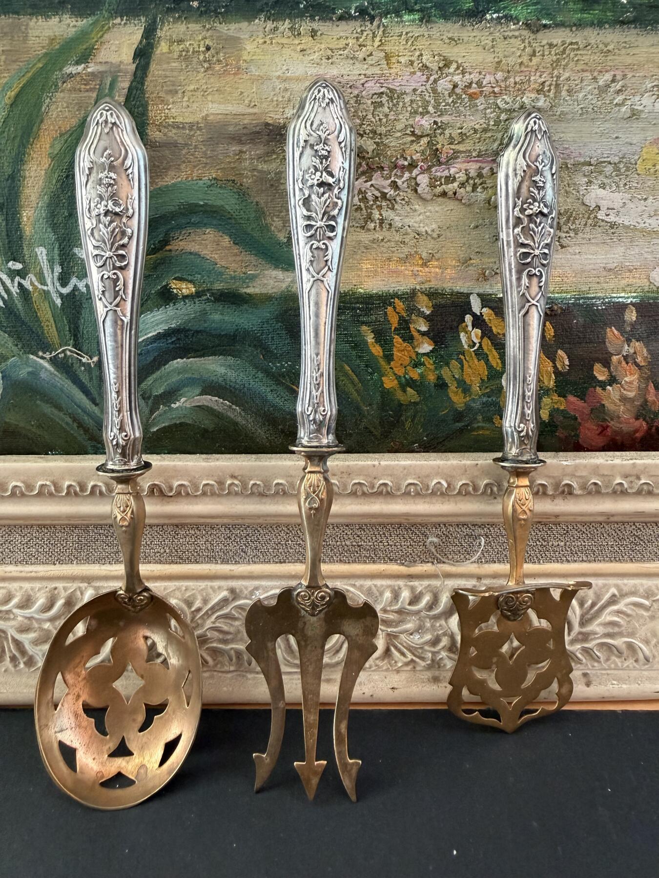 海外回流春节专场（三） 法国回流19世纪银餐具（左起：16.2cm，17.2cm，16cm，共计89.4g，无银标）