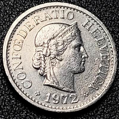 泉币菌-第198场- 新年快乐 新年第6场 本场拍品多 请提前出价（正月十五统一发货） - 高币值 百年延续 女神 瑞士1972年 10分銅镍硬币 