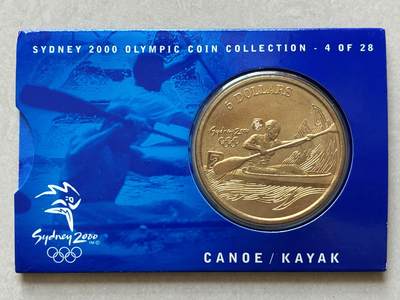 咖啡豆•收藏 2026年Mar_4th澳大利亚悉尼奥运纪念币拍卖 - 2000年澳大利亚悉尼奥运会卡装纪念铜币5元-皮划艇