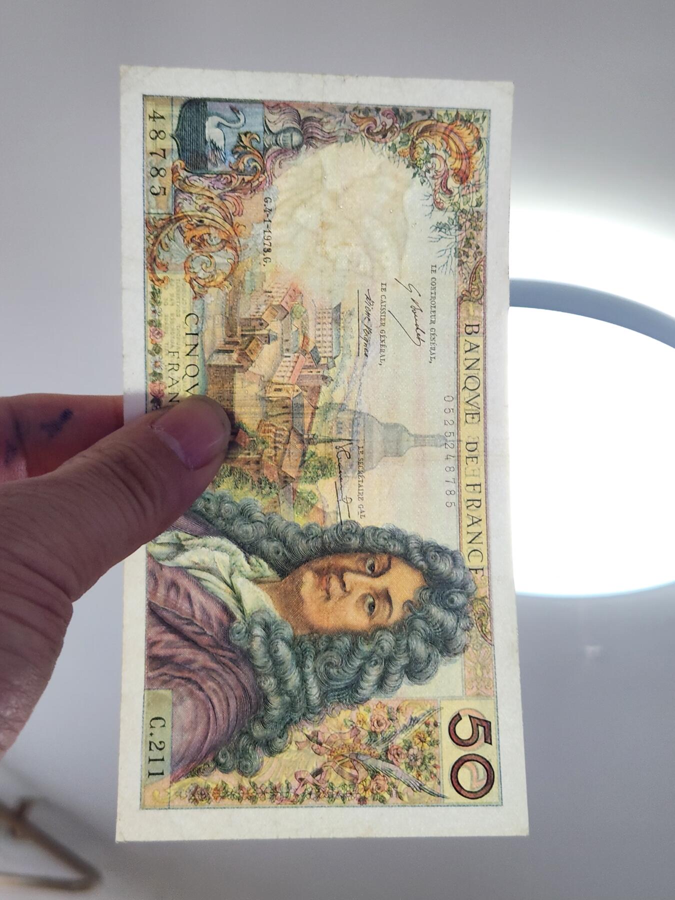 2月23号晚上8点 外国纸币自动截拍第29场 50法郎 无针眼