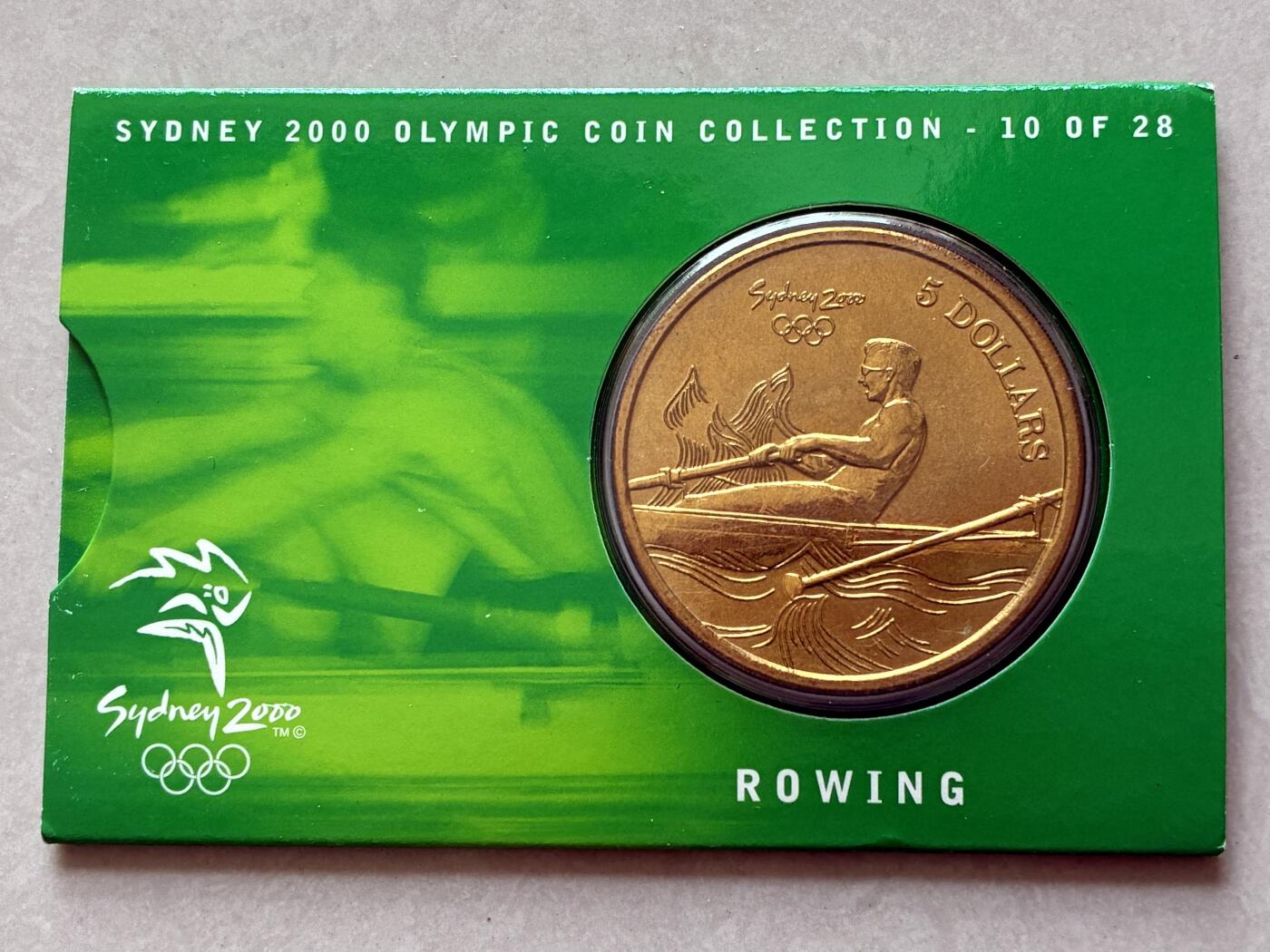 咖啡豆•收藏 2026年Mar_4th澳大利亚悉尼奥运纪念币拍卖 2000年澳大利亚悉尼奥运会卡装纪念铜币5元-赛艇