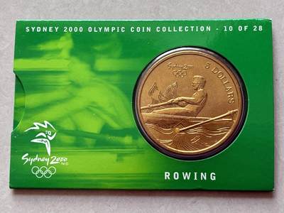 咖啡豆•收藏 2026年Mar_4th澳大利亚悉尼奥运纪念币拍卖 - 2000年澳大利亚悉尼奥运会卡装纪念铜币5元-赛艇