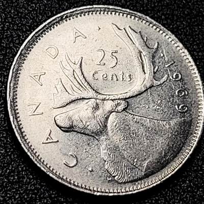 泉币菌-第198场- 新年快乐 新年第6场 本场拍品多 请提前出价（正月十五统一发货） - 高币值 加拿大1969年1/4加拿大元 伊丽莎白二世 驯鹿 24mm 