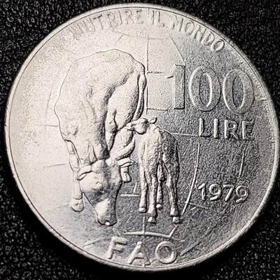 泉币菌-第199场- 新年快乐 新年第7场 本场拍品多 请提前出价（正月十五统一发货） - 原光美品 FAO 意大利1979年100里拉 “养活世界”系列纪念币 小麦女神 27.8mm