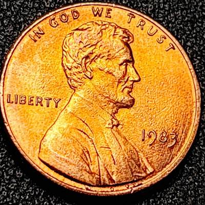 泉币菌-第199场- 新年快乐 新年第7场 本场拍品多 请提前出价（正月十五统一发货） - 原铜光极美 1983年美国1美分铜币 林肯 19mm