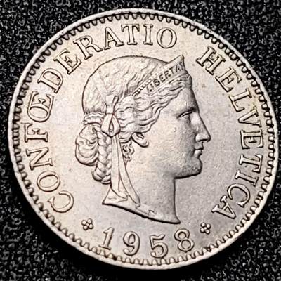 泉币菌-第198场- 新年快乐 新年第6场 本场拍品多 请提前出价（正月十五统一发货） - 高币值 百年延续 女神 瑞士1958年 10分銅镍硬币 