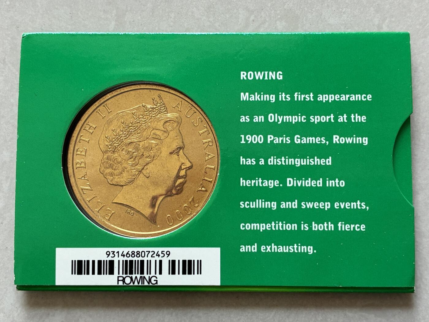 咖啡豆•收藏 2026年Mar_4th澳大利亚悉尼奥运纪念币拍卖 2000年澳大利亚悉尼奥运会卡装纪念铜币5元-赛艇