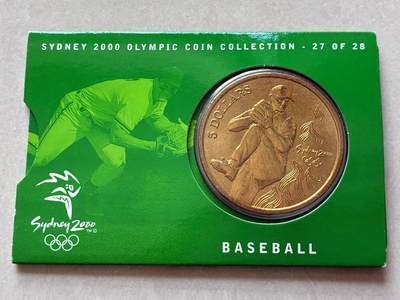 咖啡豆•收藏 2026年Mar_4th澳大利亚悉尼奥运纪念币拍卖 - 2000年澳大利亚悉尼奥运会卡装纪念铜币5元-棒球