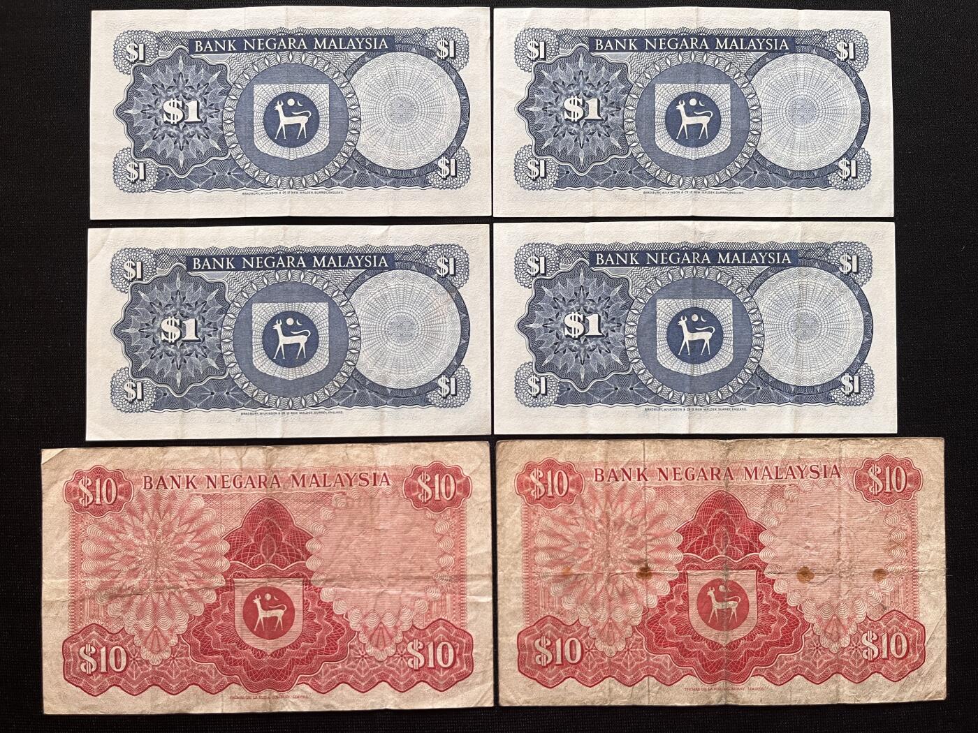 咖啡豆•收藏 2026年Mar_5th世界各国非全新纸币拍卖 6枚 马来西亚 1-10林吉特 品如图 外国纸币