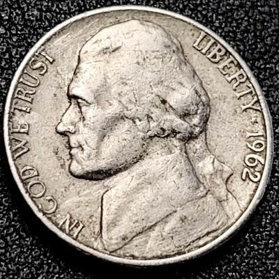 泉币菌-第198场- 新年快乐 新年第6场 本场拍品多 请提前出价（正月十五统一发货） - 美国1962年5美分纪念币 杰斐逊 及 故居蒙蒂塞洛庄园 21mm 