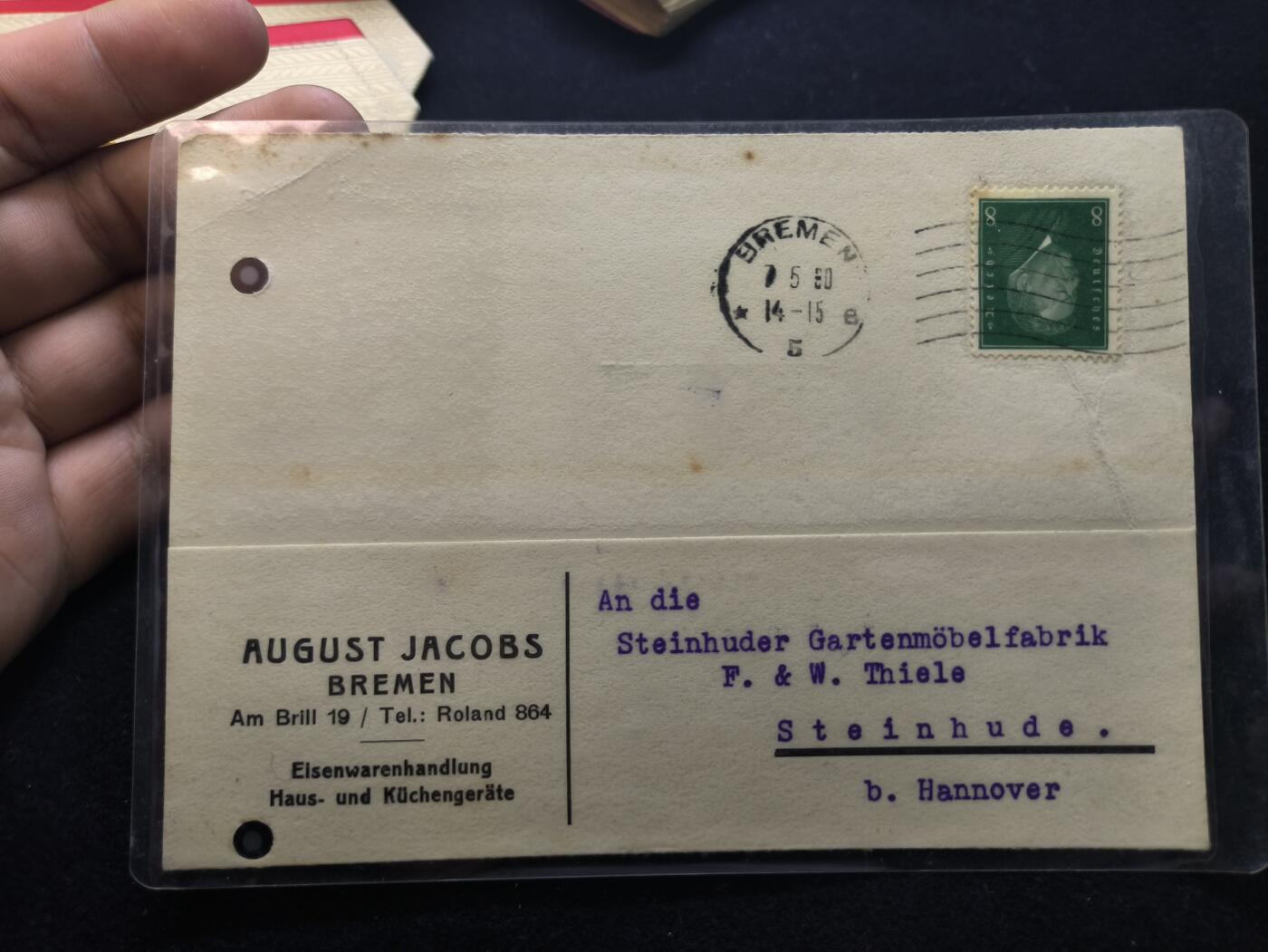 云宸嘉赏-勋臻佳藏新年快速场次（快拍 低佣 一元一手）（新年期间快递正常发） 魏玛德意志共和国-不来梅五金商奥古斯特・雅各布斯的紧急商业电报订单  详细看简介