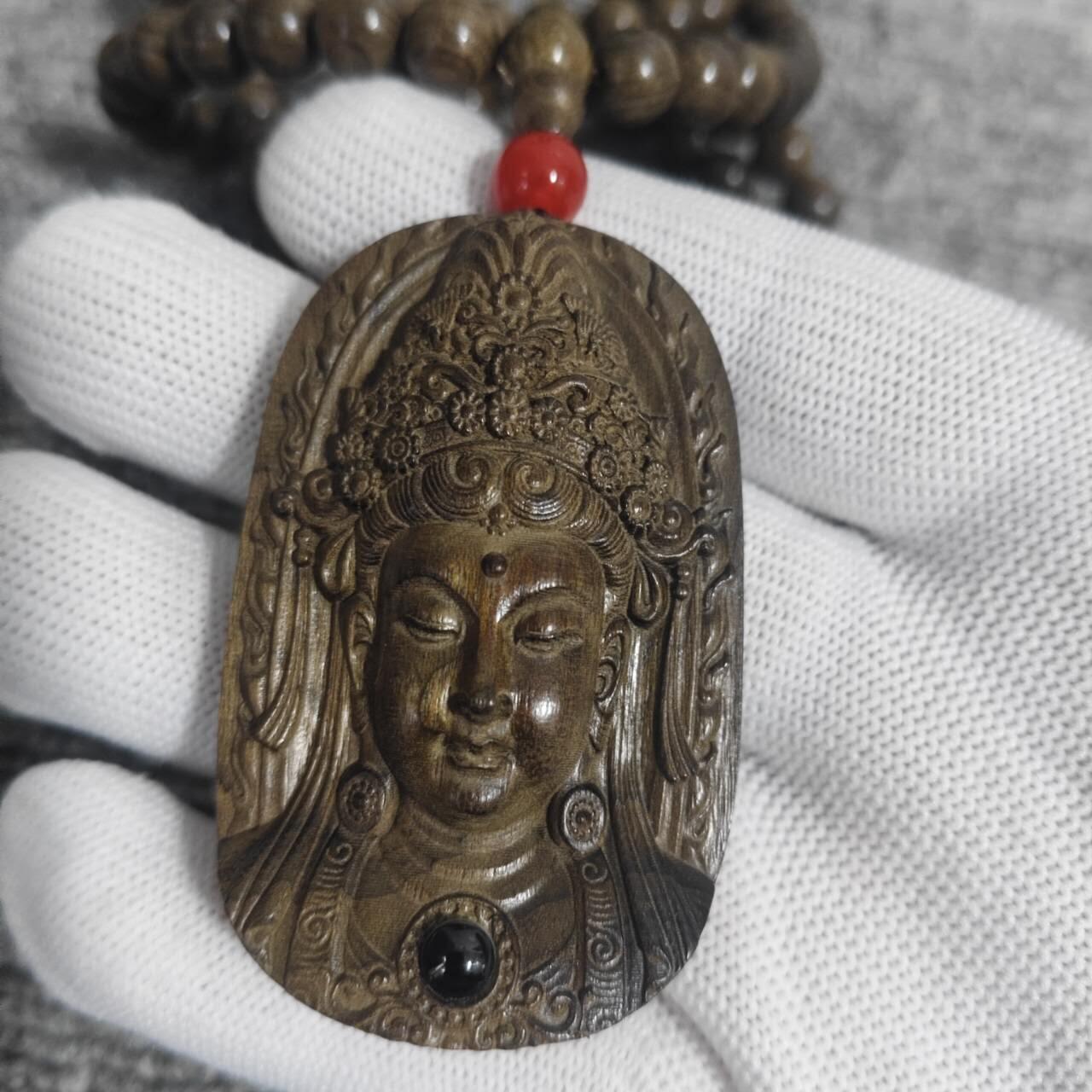 金丝楠阴沉木普渡观音吊坠