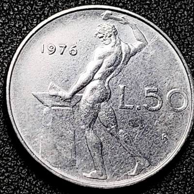 泉币菌-第198场- 新年快乐 新年第6场 本场拍品多 请提前出价（正月十五统一发货） - 意大利 1976年 50里拉 锻冶之神 伍尔坎 24mm